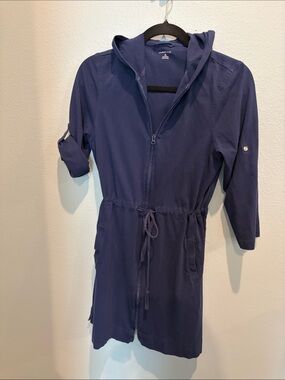 Lands' End Navy Hooded Drawstring Cover-Up